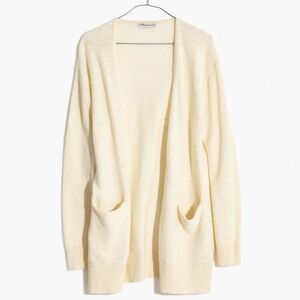 Madewell Open Front Cardigan Cream Lightweight Knit Pocket Long Sleeve Medium